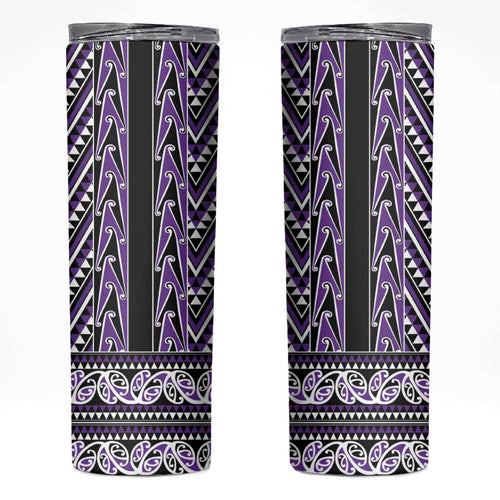 New Zealand Maori Niho Taniwha Skinny Tumbler Waiporopo Mangopare and Puhoro Pattern