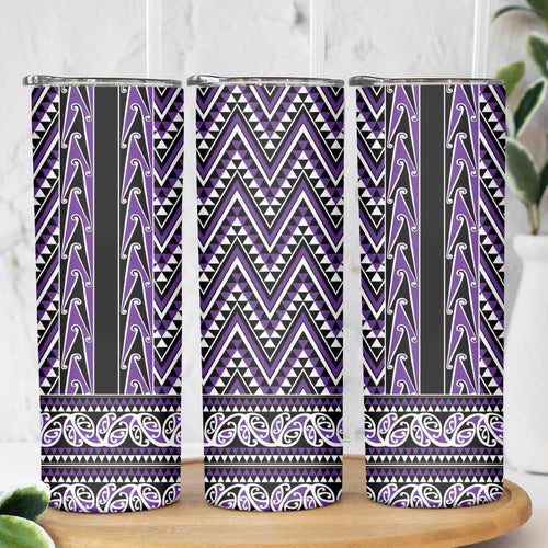 New Zealand Maori Niho Taniwha Skinny Tumbler Waiporopo Mangopare and Puhoro Pattern
