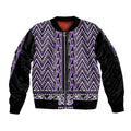New Zealand Maori Niho Taniwha Sleeve Zip Bomber Jacket Waiporopo Mangopare and Puhoro Pattern