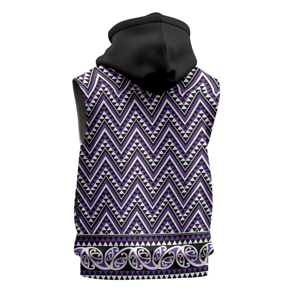 New Zealand Maori Niho Taniwha Sleeveless Hoodie Waiporopo Mangopare and Puhoro Pattern - Aussie Hoodie