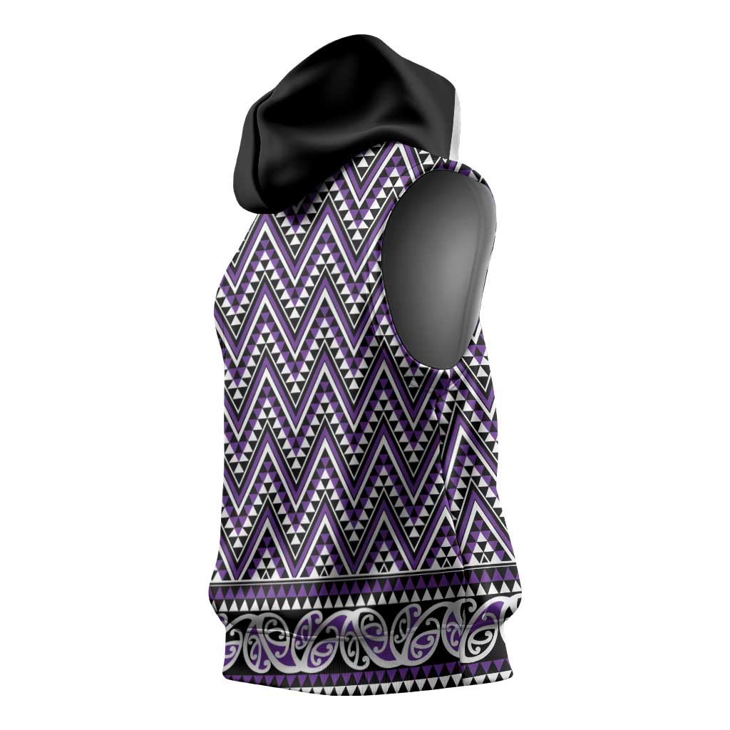 New Zealand Maori Niho Taniwha Sleeveless Hoodie Waiporopo Mangopare and Puhoro Pattern - Aussie Hoodie