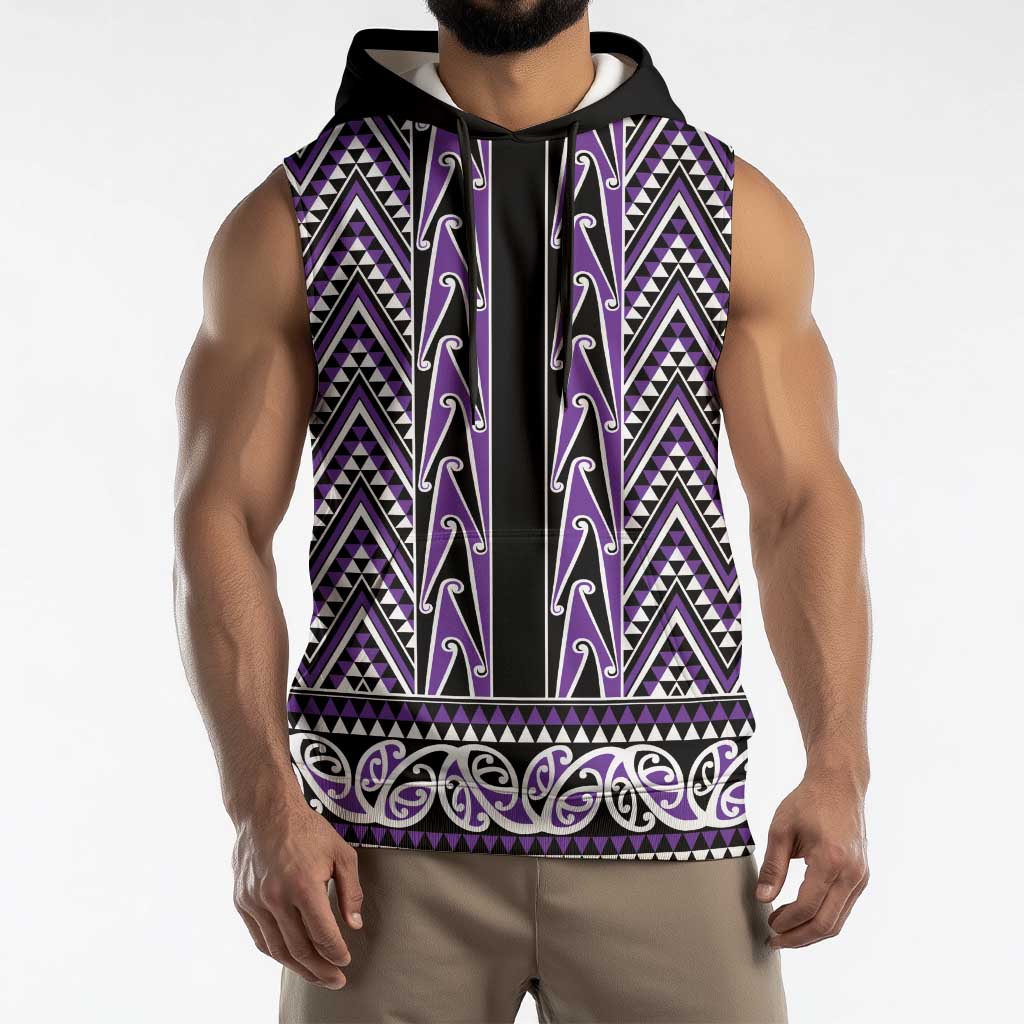 New Zealand Maori Niho Taniwha Sleeveless Hoodie Waiporopo Mangopare and Puhoro Pattern - Aussie Hoodie