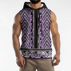 New Zealand Maori Niho Taniwha Sleeveless Hoodie Waiporopo Mangopare and Puhoro Pattern - Aussie Hoodie
