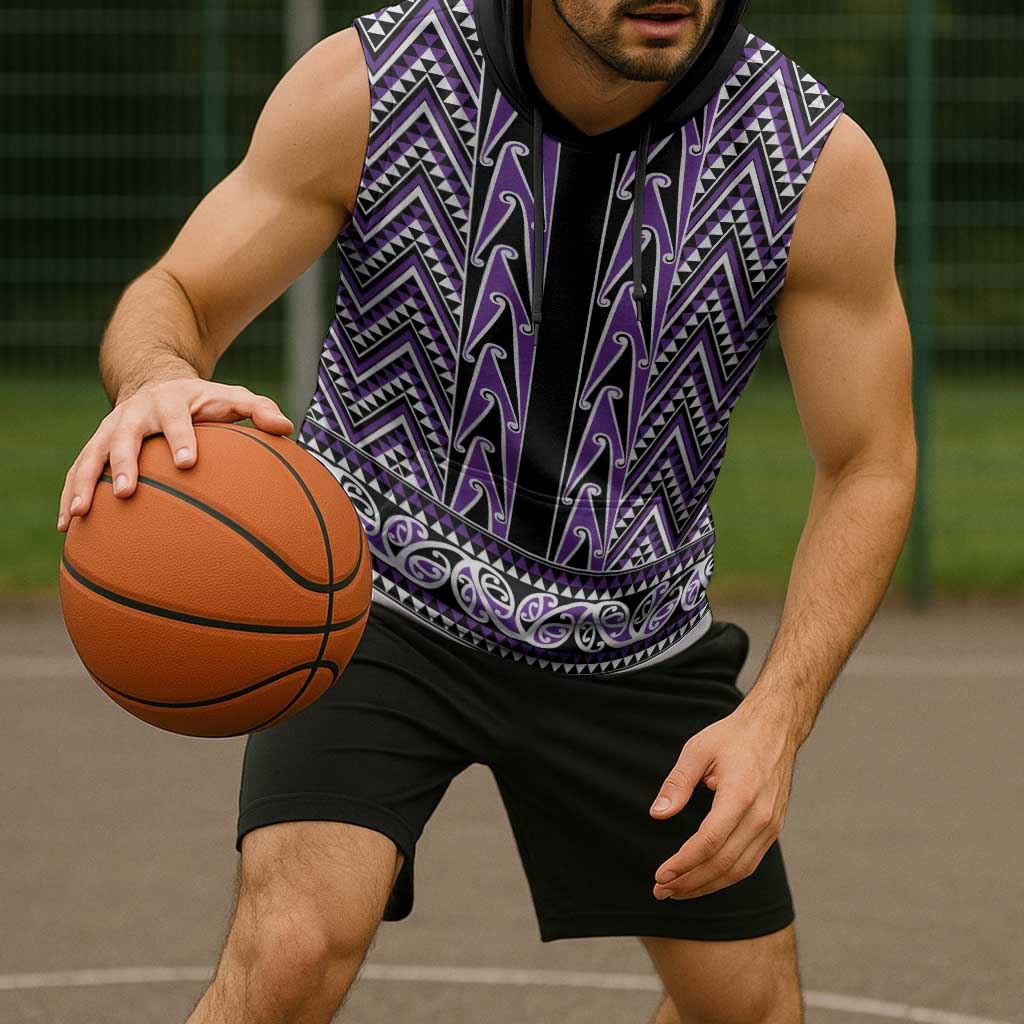 New Zealand Maori Niho Taniwha Sleeveless Hoodie Waiporopo Mangopare and Puhoro Pattern - Aussie Hoodie