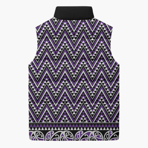 New Zealand Maori Niho Taniwha Sleeveless Puffer Jacket Waiporopo Mangopare and Puhoro Pattern - Aussie Hoodie