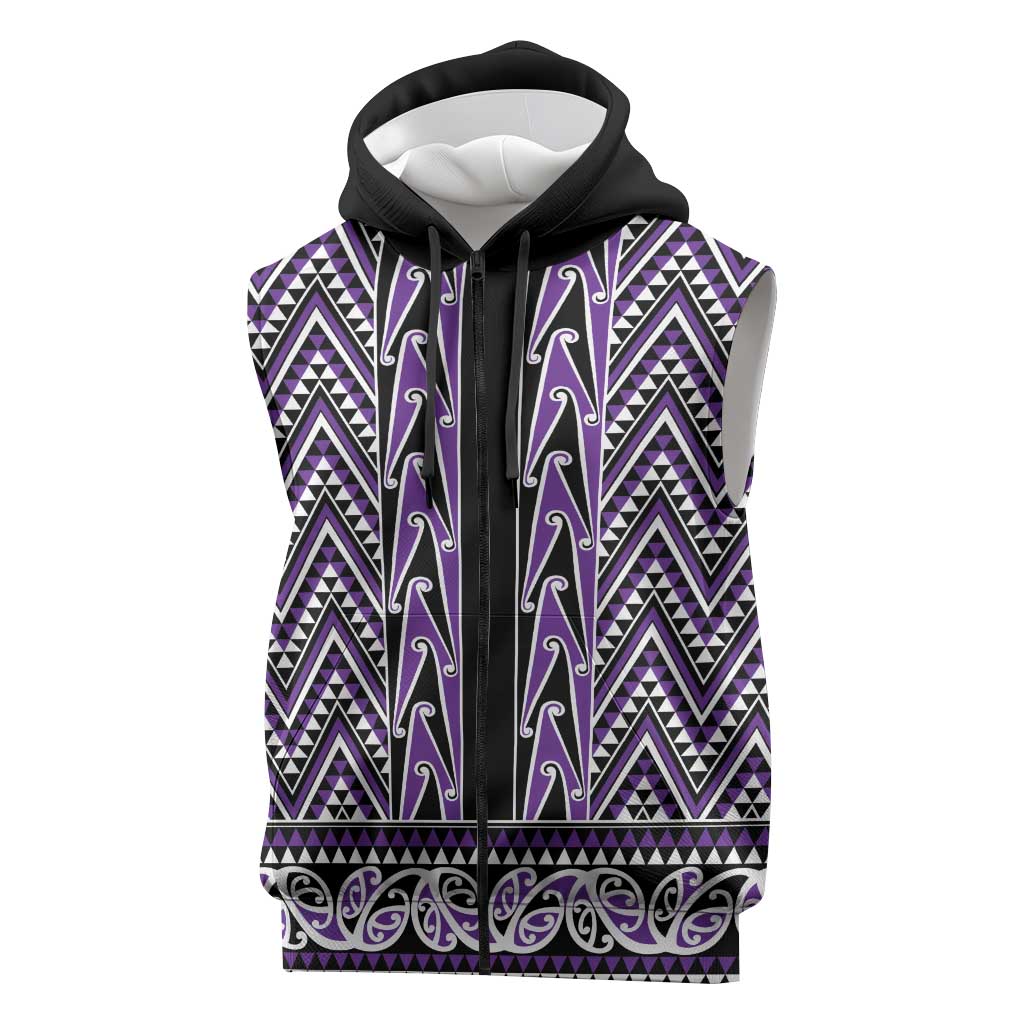 New Zealand Maori Niho Taniwha Sleeveless Zip Hoodie Waiporopo Mangopare and Puhoro Pattern LT9