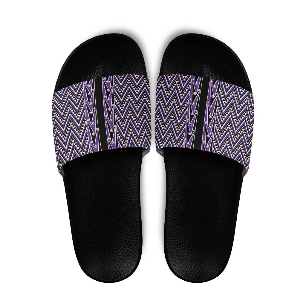 New Zealand Maori Niho Taniwha Slide Sandals Waiporopo Mangopare and Puhoro Pattern - Aussie Hoodie