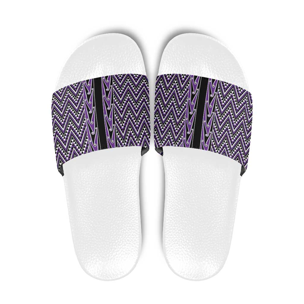 New Zealand Maori Niho Taniwha Slide Sandals Waiporopo Mangopare and Puhoro Pattern - Aussie Hoodie
