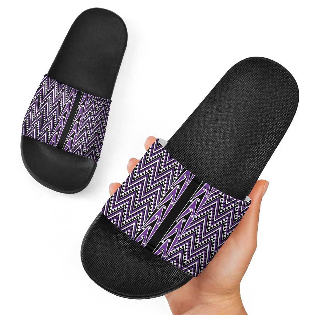 New Zealand Maori Niho Taniwha Slide Sandals Waiporopo Mangopare and Puhoro Pattern - Aussie Hoodie