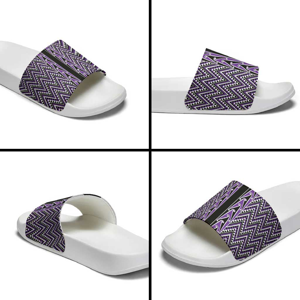 New Zealand Maori Niho Taniwha Slide Sandals Waiporopo Mangopare and Puhoro Pattern - Aussie Hoodie