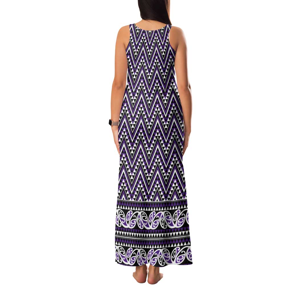 New Zealand Maori Niho Taniwha Tank Maxi Dress Waiporopo Mangopare and Puhoro Pattern