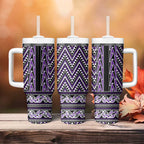 New Zealand Maori Niho Taniwha Tumbler With Handle Waiporopo Mangopare and Puhoro Pattern