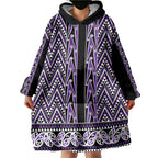 New Zealand Maori Niho Taniwha Wearable Blanket Hoodie Waiporopo Mangopare and Puhoro Pattern