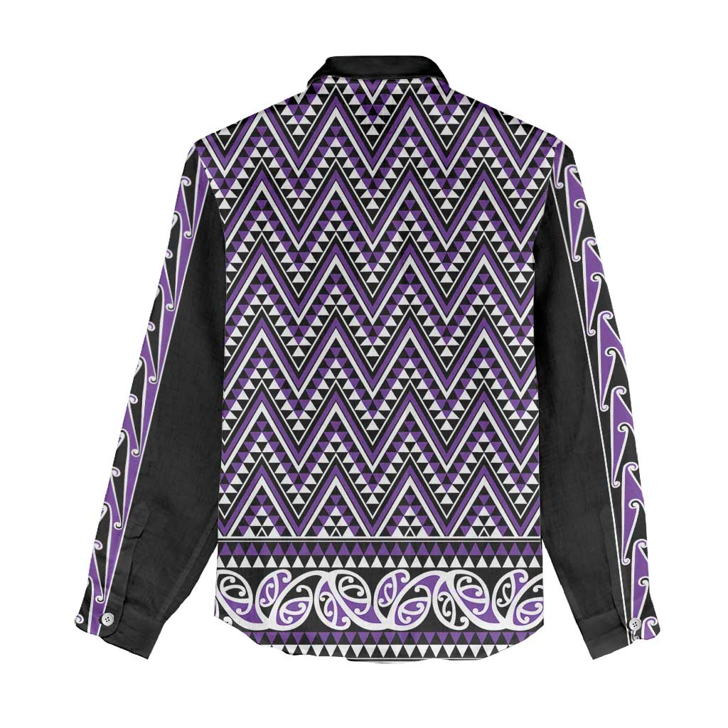 New Zealand Maori Niho Taniwha Women Casual Shirt Waiporopo Mangopare and Puhoro Pattern