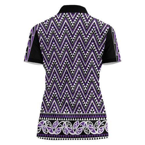 New Zealand Maori Niho Taniwha Women Polo Shirt Waiporopo Mangopare and Puhoro Pattern