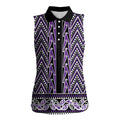 New Zealand Maori Niho Taniwha Women Sleeveless Polo Shirt Waiporopo Mangopare and Puhoro Pattern