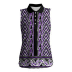 New Zealand Maori Niho Taniwha Women Sleeveless Polo Shirt Waiporopo Mangopare and Puhoro Pattern