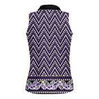 New Zealand Maori Niho Taniwha Women Sleeveless Polo Shirt Waiporopo Mangopare and Puhoro Pattern