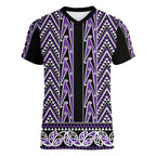 New Zealand Maori Niho Taniwha Women V-Neck T-Shirt Waiporopo Mangopare and Puhoro Pattern