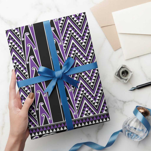 New Zealand Maori Niho Taniwha Wrapping Paper Waiporopo Mangopare and Puhoro Pattern - Aussie Hoodie