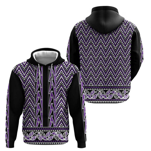 New Zealand Maori Niho Taniwha Zip Hoodie Waiporopo Mangopare and Puhoro Pattern