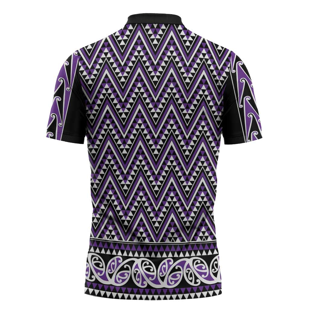 New Zealand Maori Niho Taniwha Zipper Polo Shirt Waiporopo Mangopare and Puhoro Pattern - Aussie Hoodie