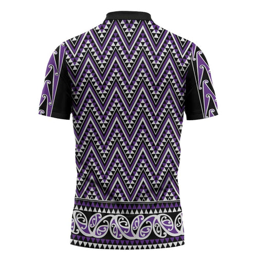New Zealand Maori Niho Taniwha Zipper Polo Shirt Waiporopo Mangopare and Puhoro Pattern - Aussie Hoodie