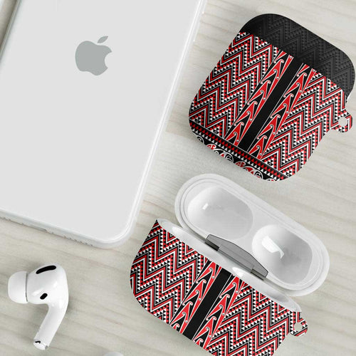 New Zealand Maori Niho Taniwha AirPods Case Whero Mangopare and Puhoro Pattern - Aussie Hoodie