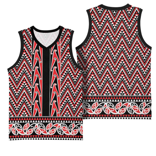 New Zealand Maori Niho Taniwha Basketball Jersey Whero Mangopare and Puhoro Pattern - Aussie Hoodie