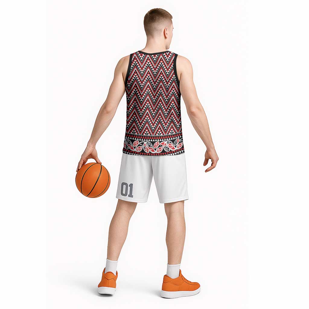 New Zealand Maori Niho Taniwha Basketball Jersey Whero Mangopare and Puhoro Pattern - Aussie Hoodie