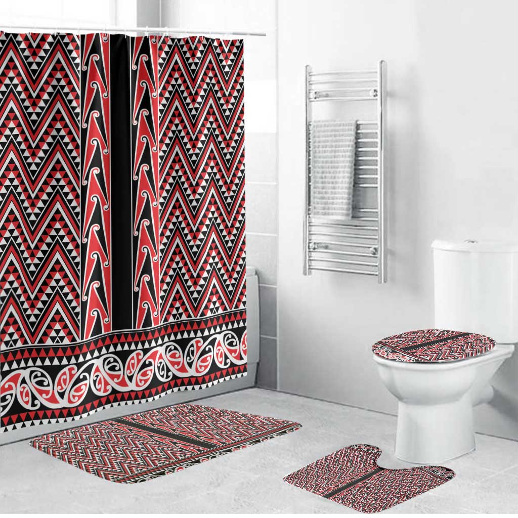 New Zealand Maori Niho Taniwha Bathroom Set Whero Mangopare and Puhoro Pattern - Aussie Hoodie