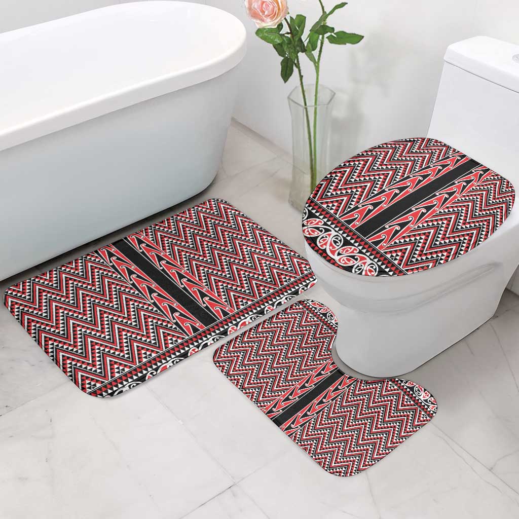 New Zealand Maori Niho Taniwha Bathroom Set Whero Mangopare and Puhoro Pattern - Aussie Hoodie