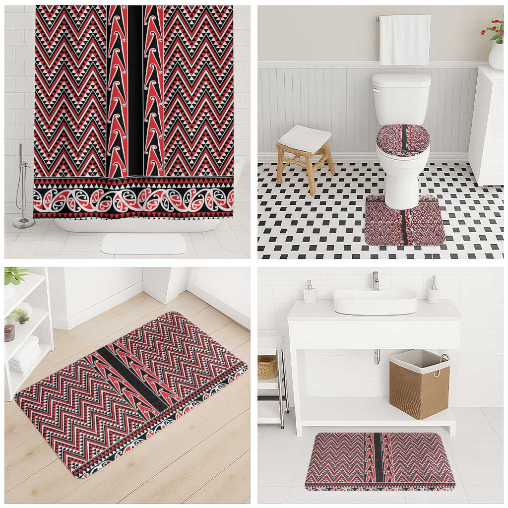 New Zealand Maori Niho Taniwha Bathroom Set Whero Mangopare and Puhoro Pattern - Aussie Hoodie