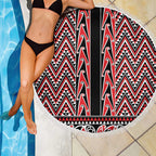 New Zealand Maori Niho Taniwha Beach Blanket Whero Mangopare and Puhoro Pattern