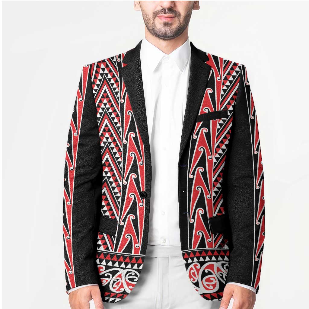New Zealand Maori Niho Taniwha Blazer Whero Mangopare and Puhoro Pattern - Aussie Hoodie