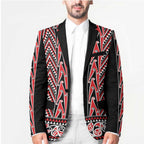 New Zealand Maori Niho Taniwha Blazer Whero Mangopare and Puhoro Pattern - Aussie Hoodie