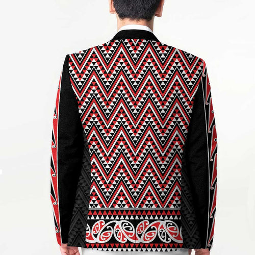 New Zealand Maori Niho Taniwha Blazer Whero Mangopare and Puhoro Pattern - Aussie Hoodie