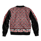 New Zealand Maori Niho Taniwha Bomber Jacket Whero Mangopare and Puhoro Pattern