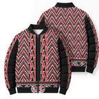New Zealand Maori Niho Taniwha Bomber Puffer Jacket Whero Mangopare and Puhoro Pattern - Aussie Hoodie