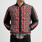 New Zealand Maori Niho Taniwha Bomber Puffer Jacket Whero Mangopare and Puhoro Pattern - Aussie Hoodie