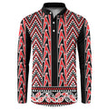 New Zealand Maori Niho Taniwha Button Sweatshirt Whero Mangopare and Puhoro Pattern