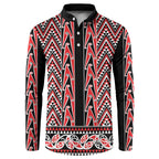 New Zealand Maori Niho Taniwha Button Sweatshirt Whero Mangopare and Puhoro Pattern