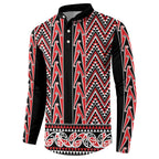 New Zealand Maori Niho Taniwha Button Sweatshirt Whero Mangopare and Puhoro Pattern