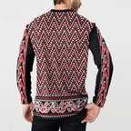 New Zealand Maori Niho Taniwha Button Sweatshirt Whero Mangopare and Puhoro Pattern