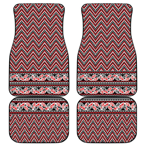 New Zealand Maori Niho Taniwha Car Mats Whero Mangopare and Puhoro Pattern