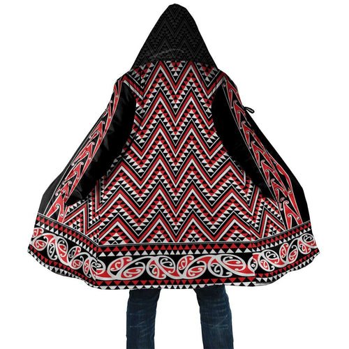New Zealand Maori Niho Taniwha Cloak Whero Mangopare and Puhoro Pattern - Aussie Hoodie