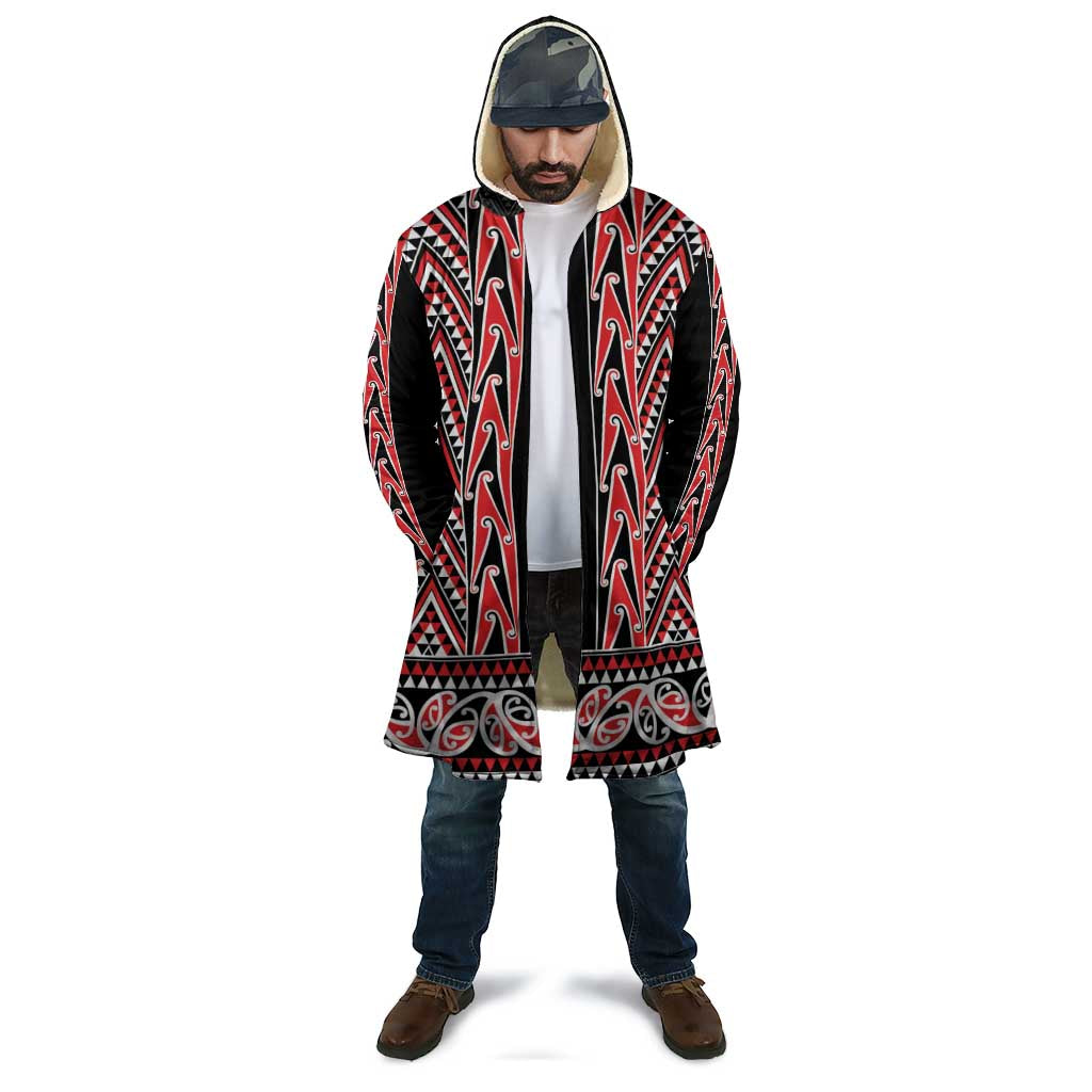 New Zealand Maori Niho Taniwha Cloak Whero Mangopare and Puhoro Pattern - Aussie Hoodie