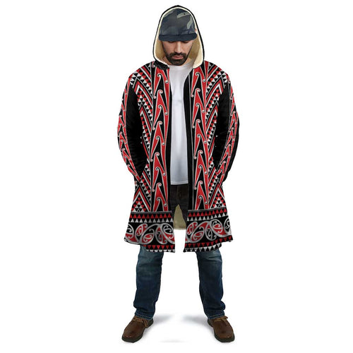 New Zealand Maori Niho Taniwha Cloak Whero Mangopare and Puhoro Pattern - Aussie Hoodie