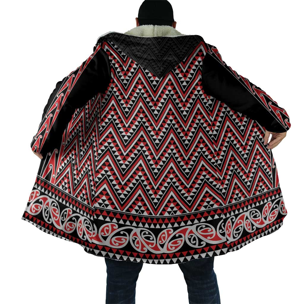 New Zealand Maori Niho Taniwha Cloak Whero Mangopare and Puhoro Pattern - Aussie Hoodie