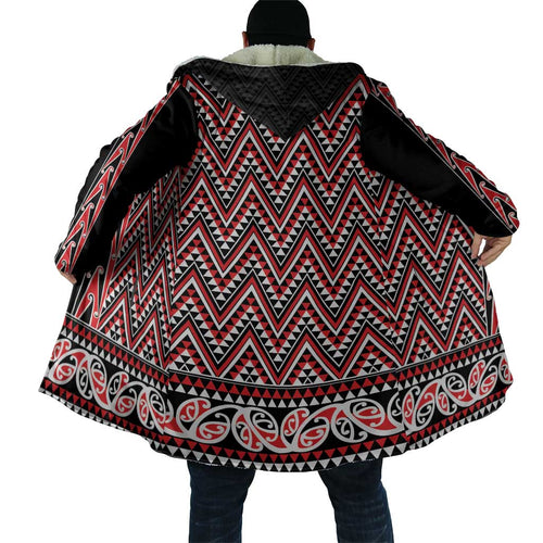 New Zealand Maori Niho Taniwha Cloak Whero Mangopare and Puhoro Pattern - Aussie Hoodie
